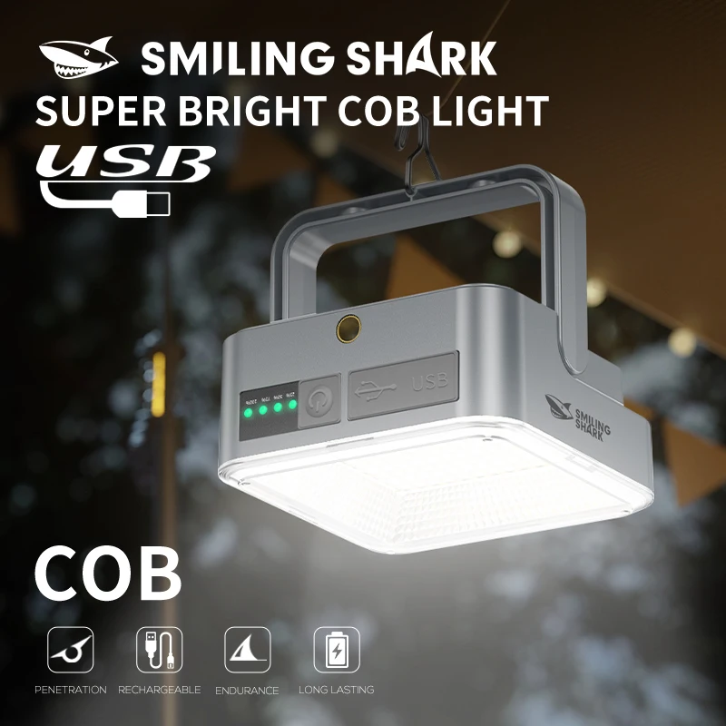 Smiling Shark LED Spot Light 3Mode Type-c Rechargeable Camping Light White Yellow Light Waterproof Outdoor Camping  LY8281