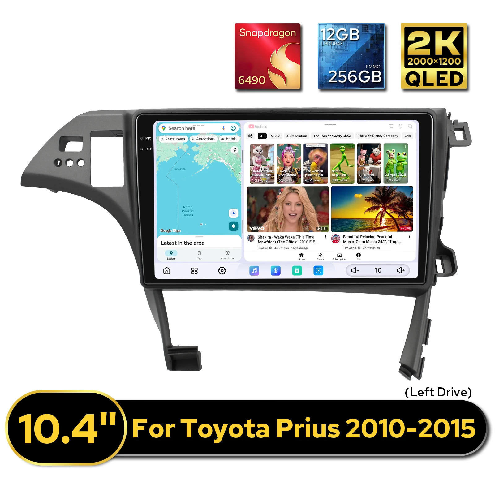 JOYING Android Head Unit for Toyota Prius 2010 2011 2012 2013 2014 2015 Gen 3 LHD Stereo Radio Wireless CarPlay 12GB+256GB