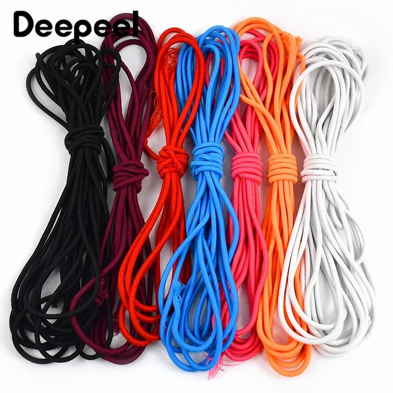 10Meters Deepeel 5mm Colorful Elastic Band Round Thin Stretch Rope for Backpack Clothes Bags Hat Garment Sewing DIY Accessories