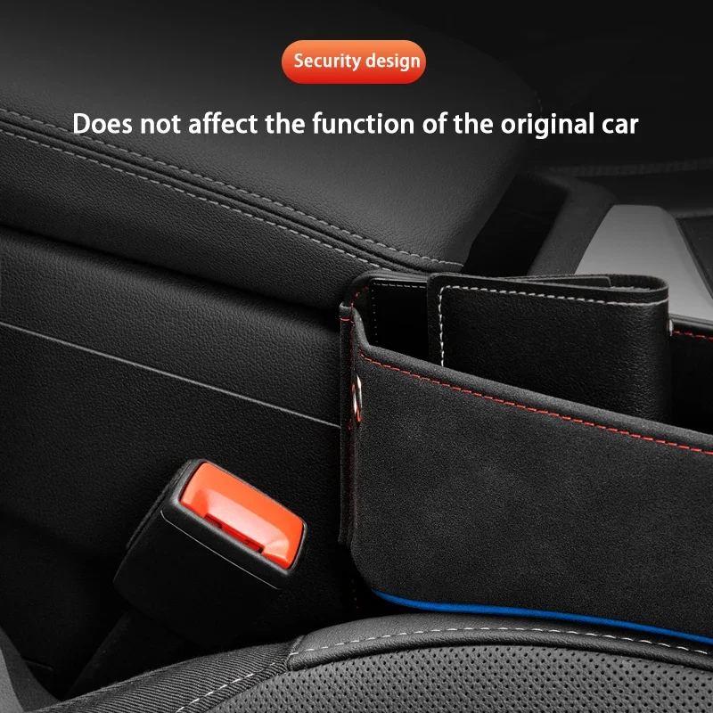 Suede Leather Car Seat Side Gap Storage Pocket Gap Filler Organizer Box with logo For Volvo XC60 car accesorios image 5