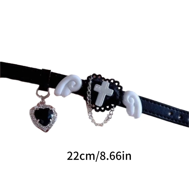 Fashion Leathers Cuff Bangle Heart Wing Charm Bracelet Y2k Wristband