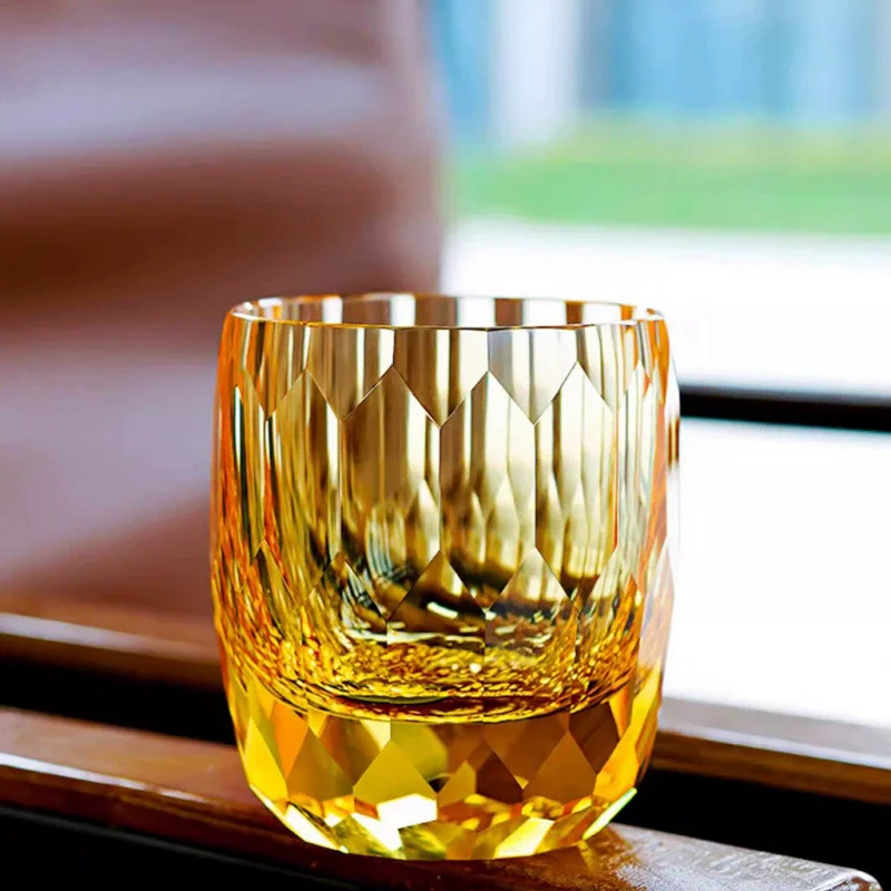 

Japanese Handmade Carved Crystal Glass Whisky Glasses, Household Foreign Wine Glasses, Water Glasses, Gift Collection, 240ml