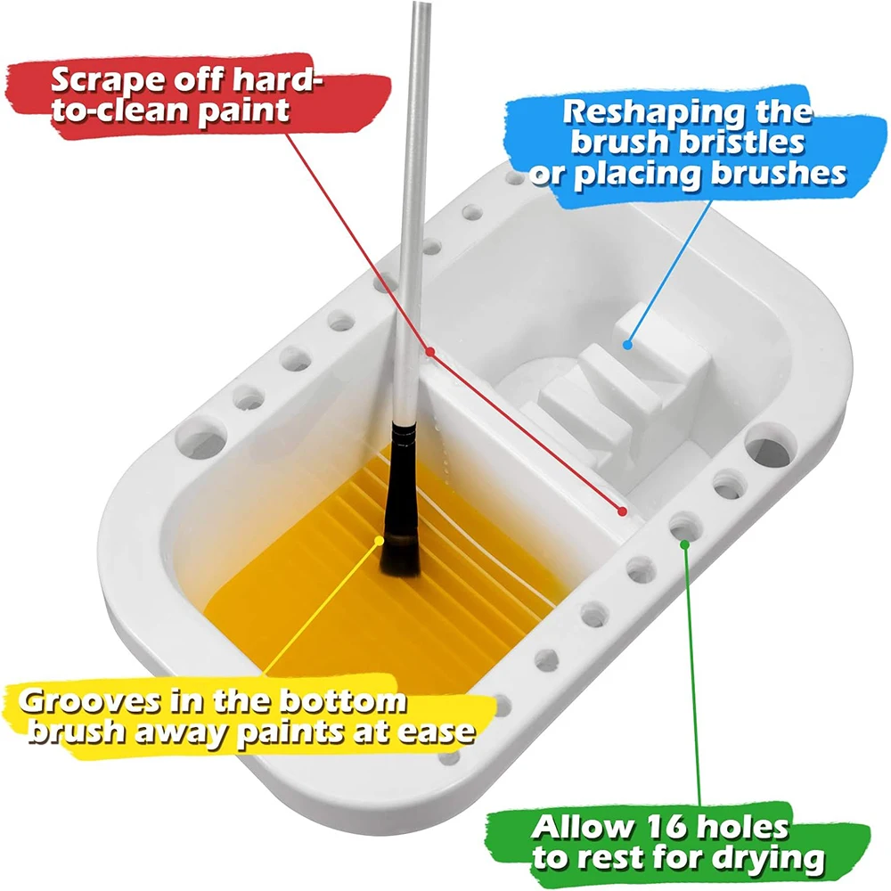 Paint Brush Cleaner ((Brush Not Included)）, Paint Brush Holder and Organizers with Palette for Acrylic, Watercolor Painting