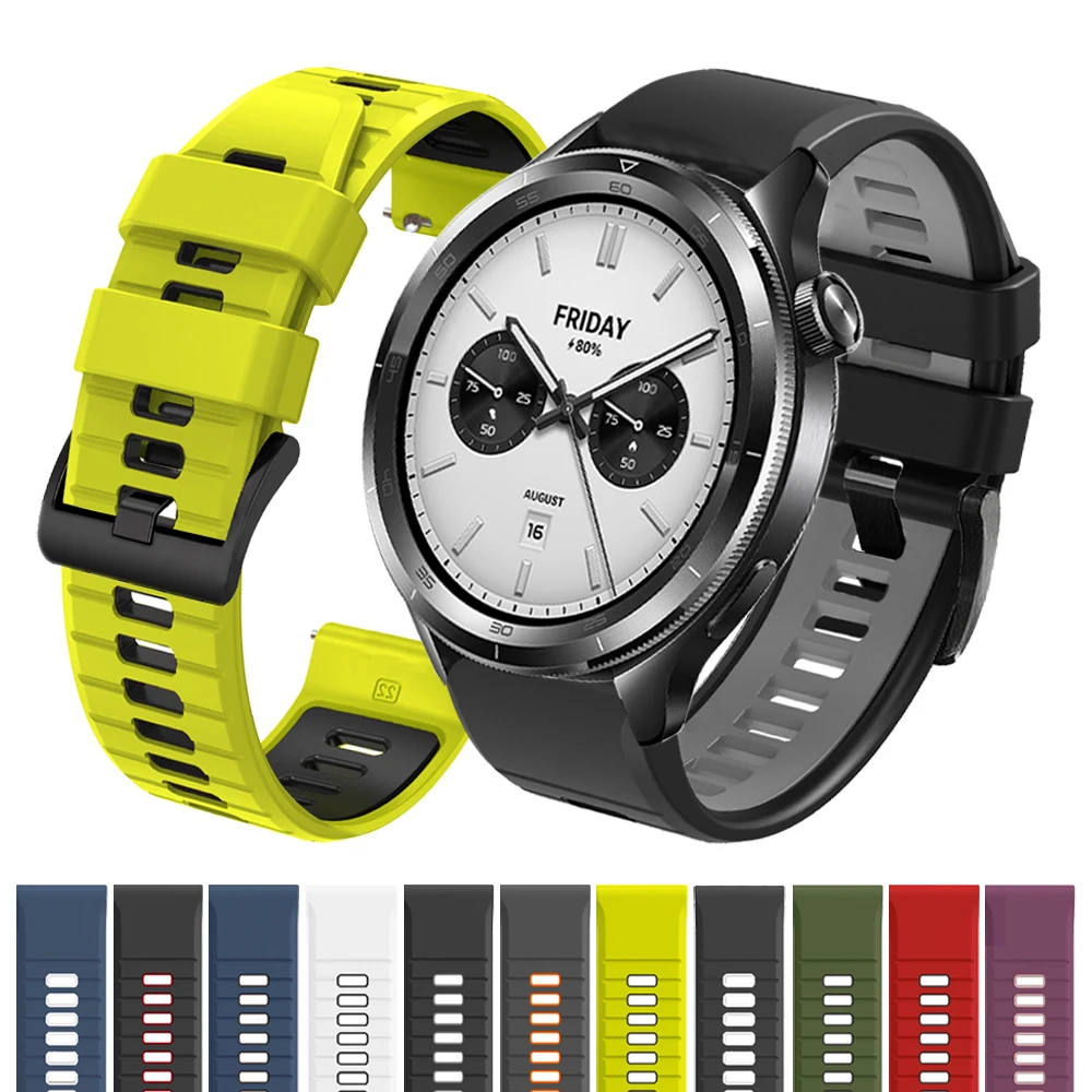 Pulseira de Silicone para Xiaomi Watch 5/2 Pro 20mm 22mm, Pulseira para Mi Watch S4 S3 S2 46mm S1 Watch Color 2/Garmin Venu 4