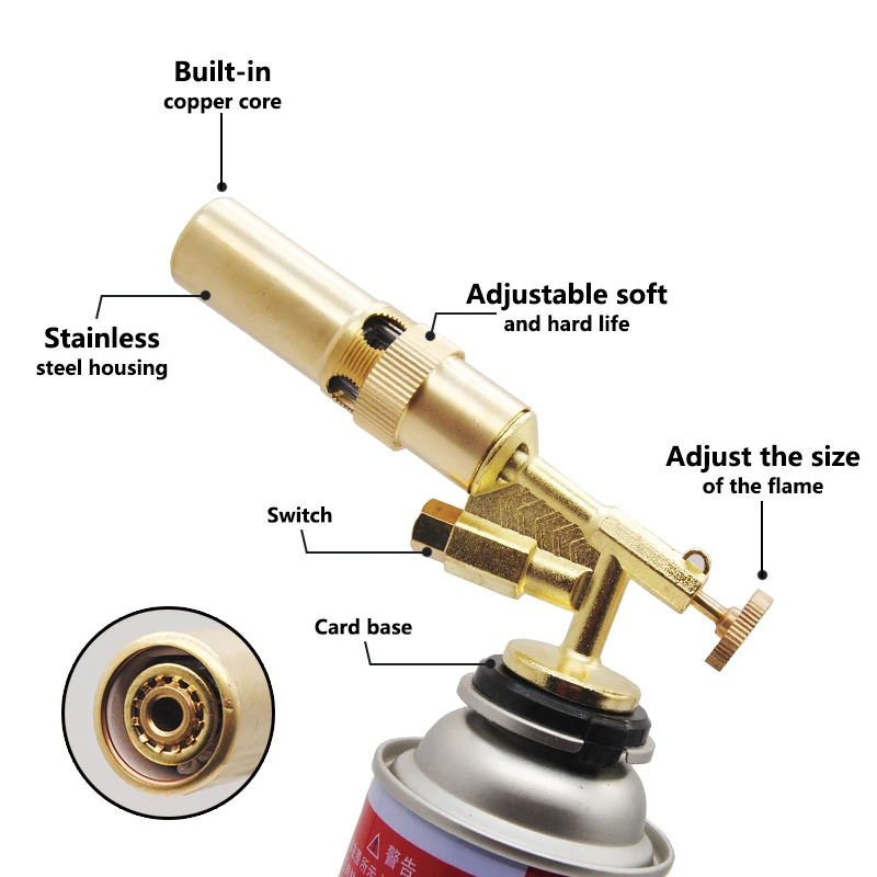 Imagem -04 - Tocha de Soldagem Pistola de Chama a Gás Queimador Alta Temperatura Latão Cobre Cozinhando Solda Butano Autoignition 1pc
