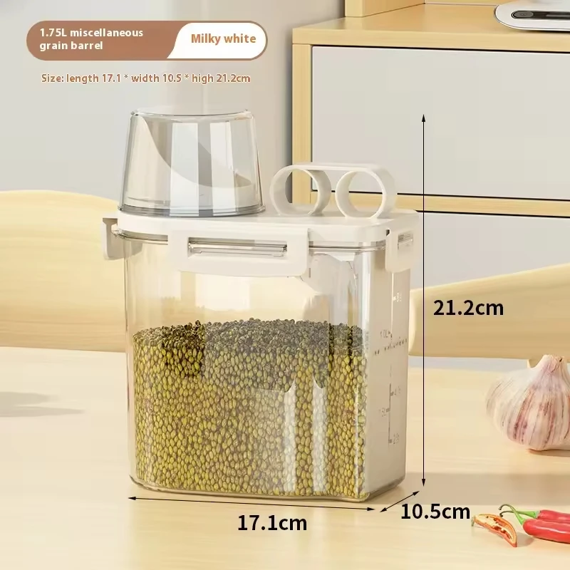 

Пластиковый кухонный органайзер 1,75 л, 3 л, герметичный контейнер для хранения продуктов питания с дозатором для хлопьев, банка для зерна, мерный стакан для риса, мерный стакан