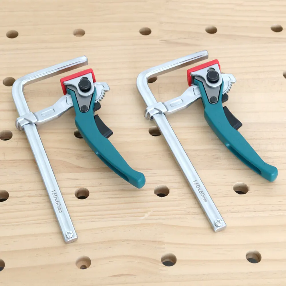 

For MFT Table and Guide Rail System 160mm Clamping Range Allsome 2Pcs Aluminum Alloy Quick Ratcheting Table Clamp Rail Clamp