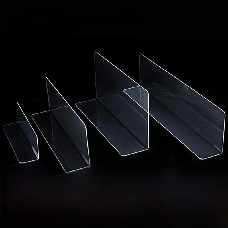 

Пластиковые разделители для полок L-образной формы для демонстрационных стеллажей в магазинах, прозрачные ПВХ-барьеры для товаров, инструменты для организации дома