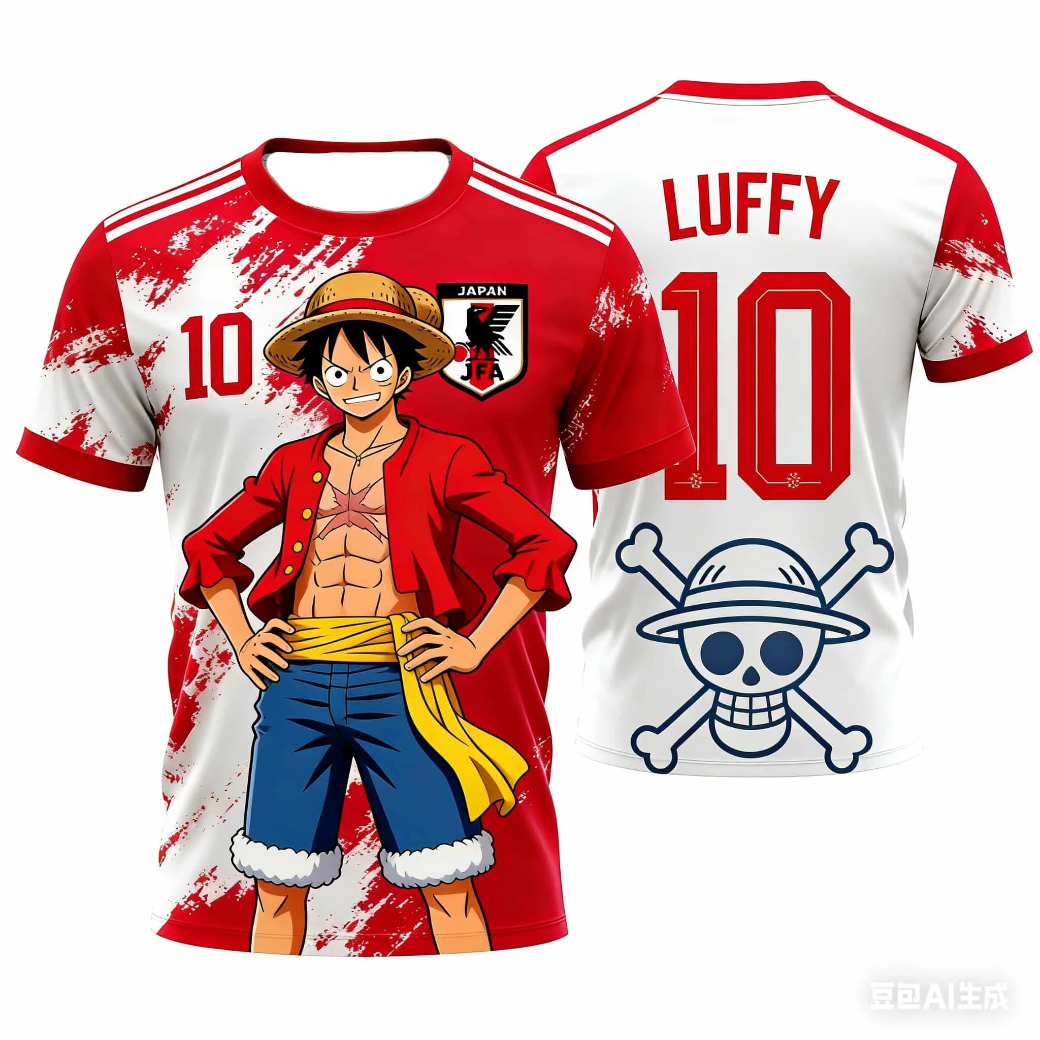 2026 Summer Japan One Piece Luffy Football Jersey Men T-shirt Football Special Jersey Adult Men's Quick-Drying T-shirt view 5