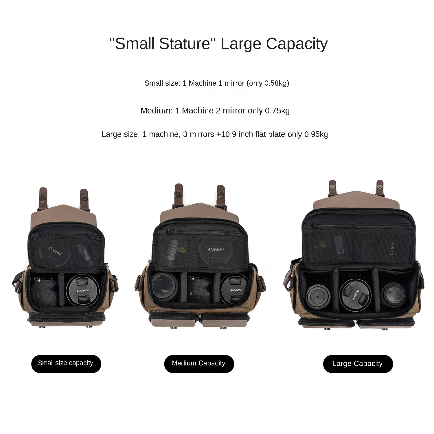 Cwatcun Single-Shoulder Camera Bag Waterproof Retro Shoulder Bag Storage Bag Lightweight Photography Bag