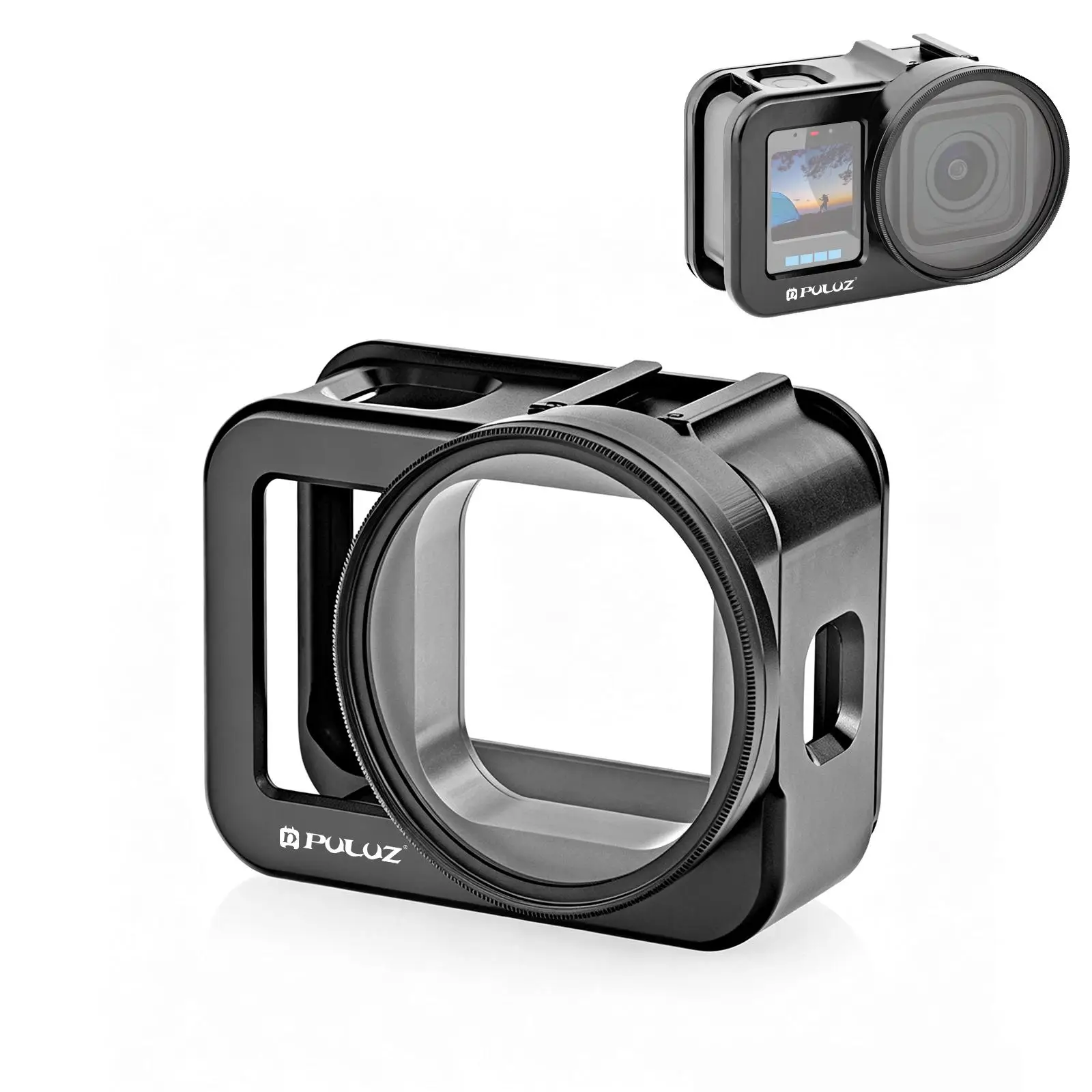 PULUZ Aluminum Alloy Protective Cage & 58mm UV Lens & Lens Cover For GoPro MISSION 1/1 PRO Expansion Housing Frame Accessories