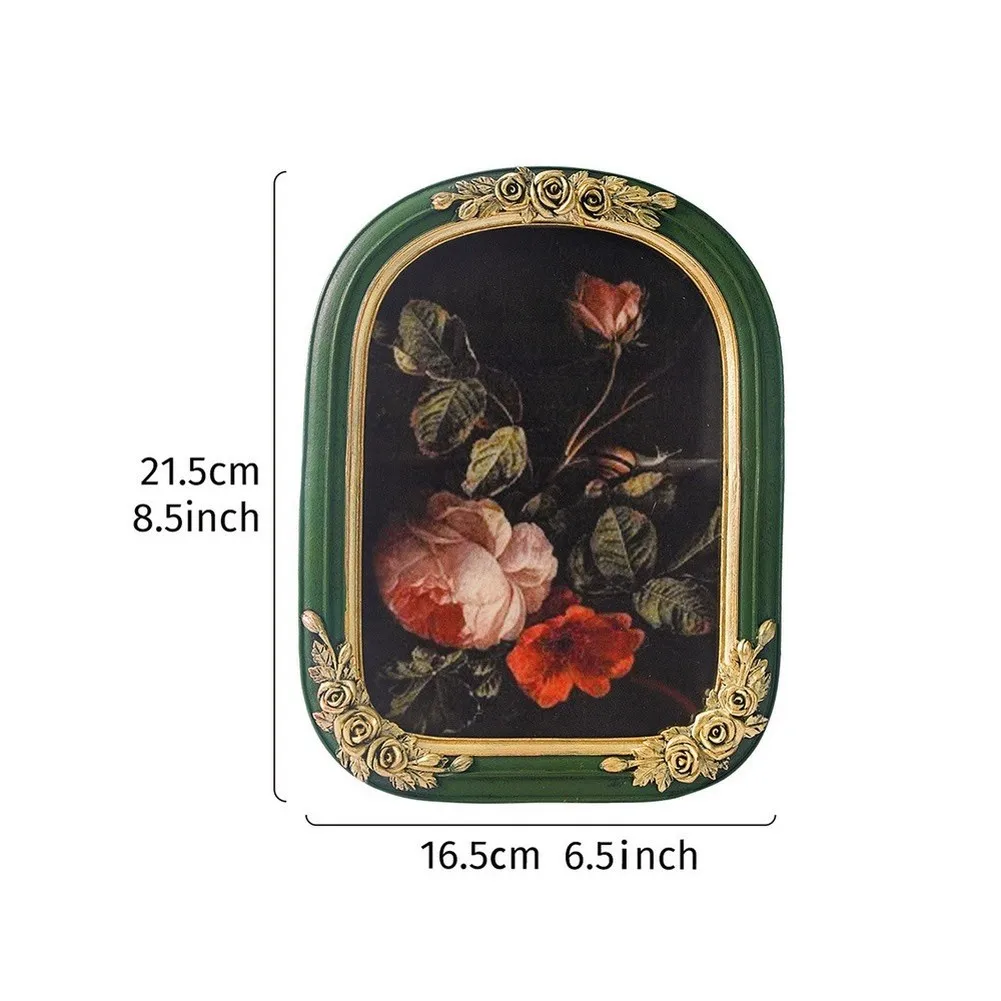 Retro Green Picture Frame with Gold Highlights for Living Room Wall Art Resin Crafted 7inch 8inch 16.5x21.5cm 24.5x19.5cm