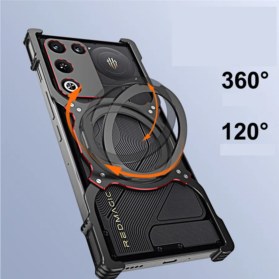 

Aluminum Metal Case for Redmagic 11 Air Red Magic 11 air 360° Rotation Kickstand Frameless Metal Bumper Cover
