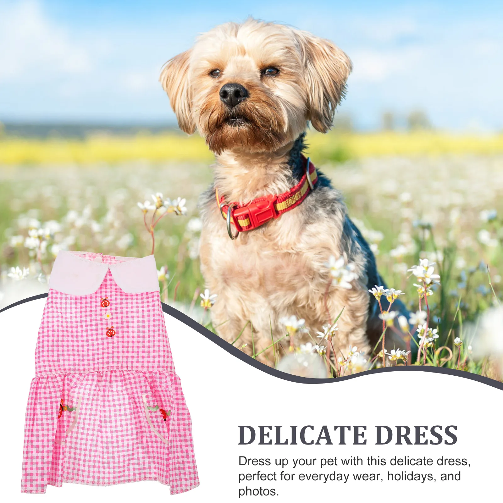 

Pet Dog Dress Cherry Pattern Summer Costume Decor For Puppy Kitten Festival Clothing Comfortable Party Outfit Dog Dresses Pet
