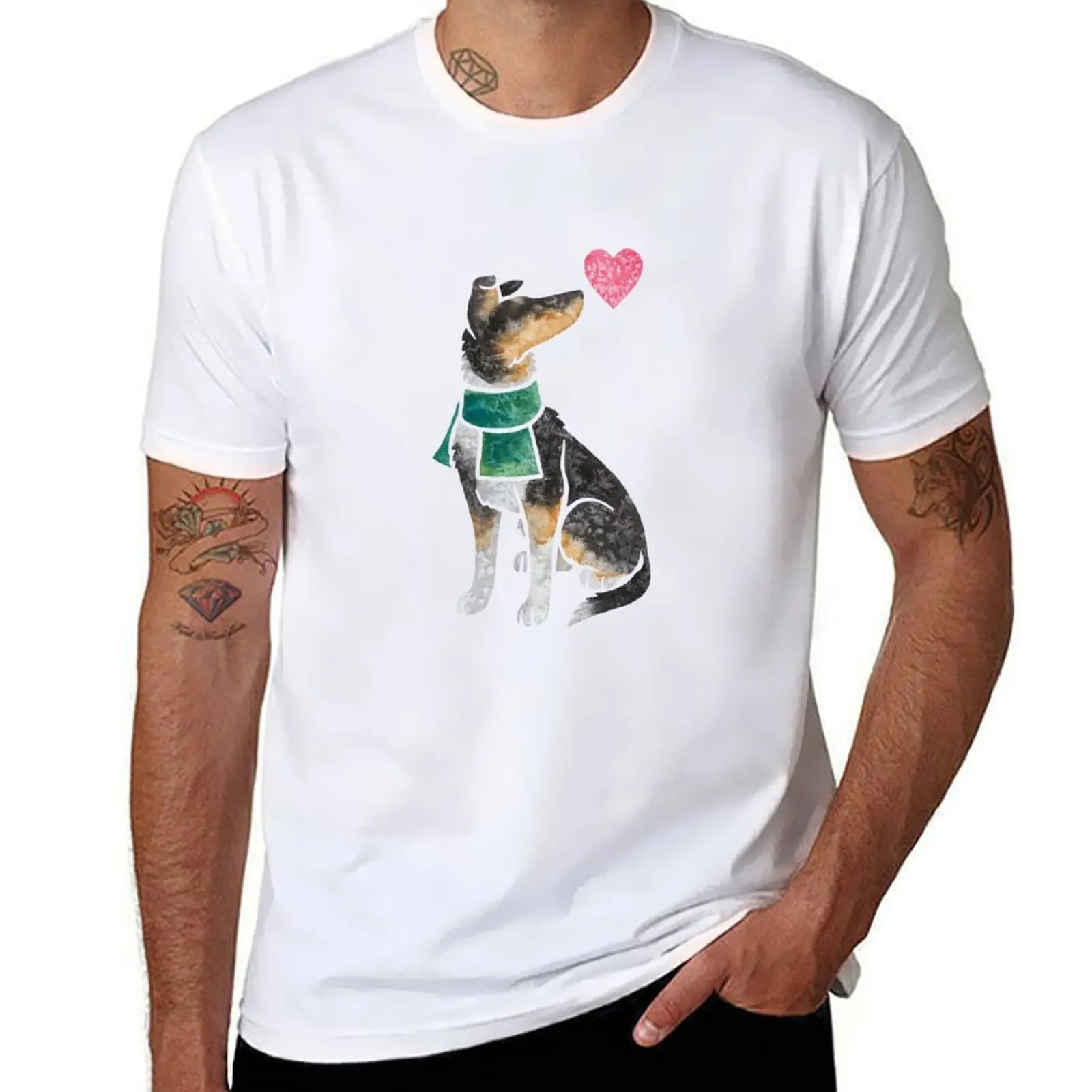 

Watercolour Smooth Collie (tricolour) T-Shirt man t shirt cotton high quality t shirt man cotton T-Shirt
