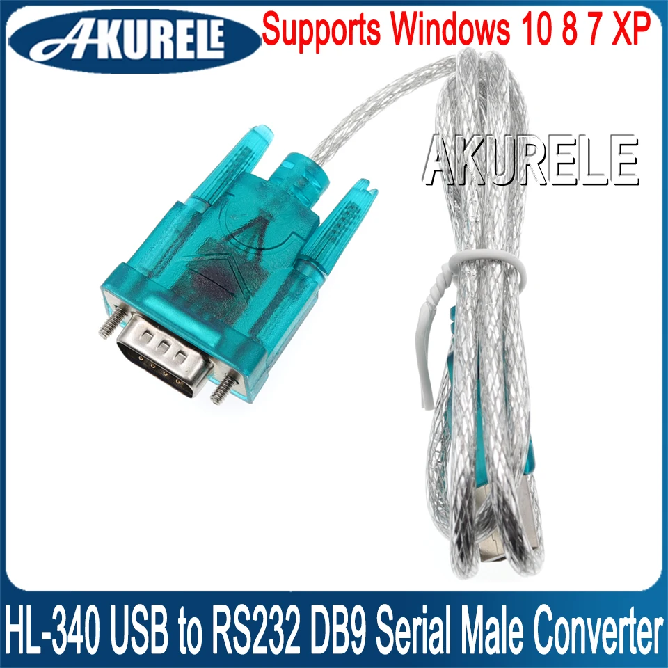 HL-340 USB to RS232 DB9 Serial Male Converter Adapter Cable 9 Pin USB 2.0 to 232 COM Port RS-232 80cm FTDI Connector for Win10/8