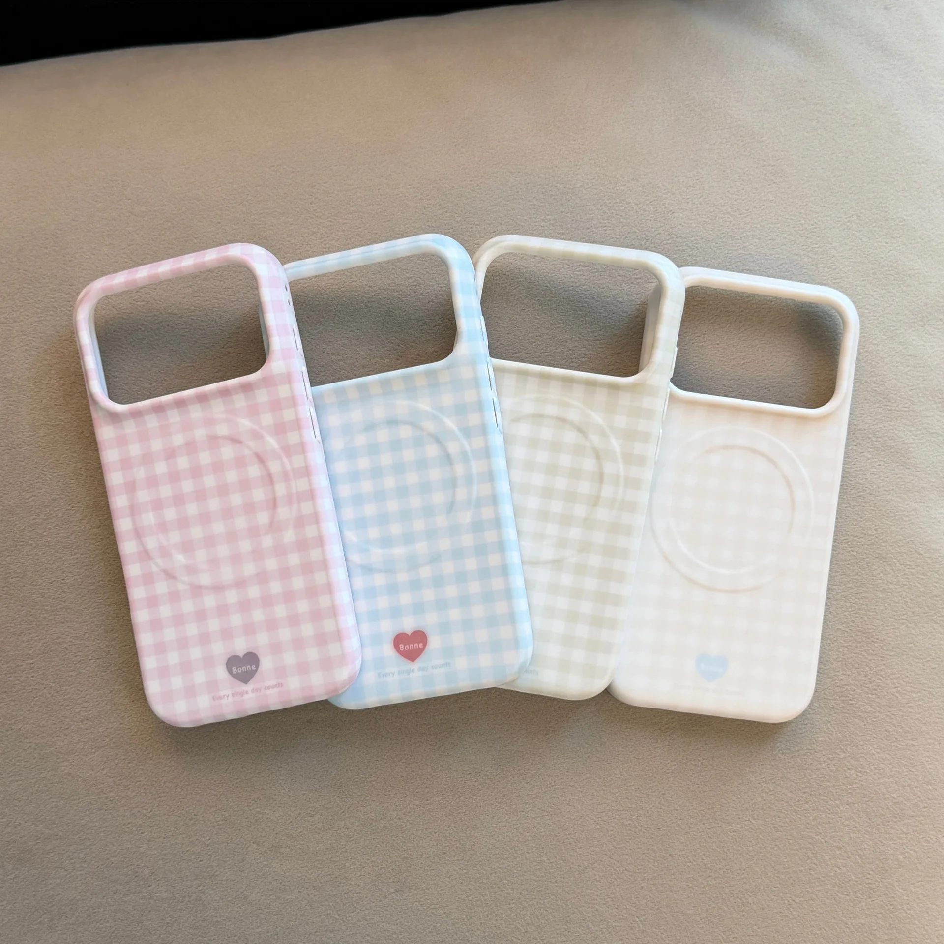Coque de téléphone antichoc magnétique sans fil à motif écossais mat style coréen pour iPhone 17 16 15 Pro Max