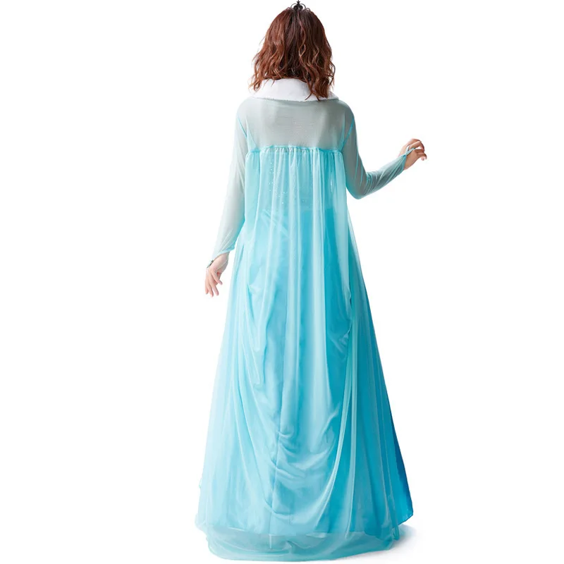 Halloween Carnival Party Ice and Snow Blue Elsa Princess Costume stage performance Frozen Queen Cosplay Dress