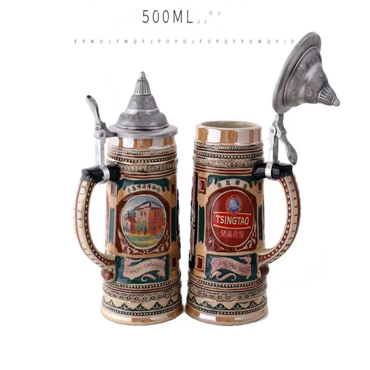Creative German Beer Stein Mug 600ml Large Capacity Retro Ceramic Beer Mugs Handmade Cup Germany Tankard Glass Mug Best Men Gift