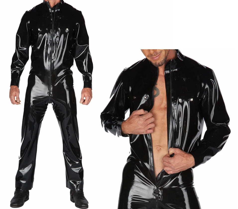 

Latex Rubber Gummi Catsuit Fashion Black tight Party Cosplay Kurzarm Ganzanzug 0.4mm Suit