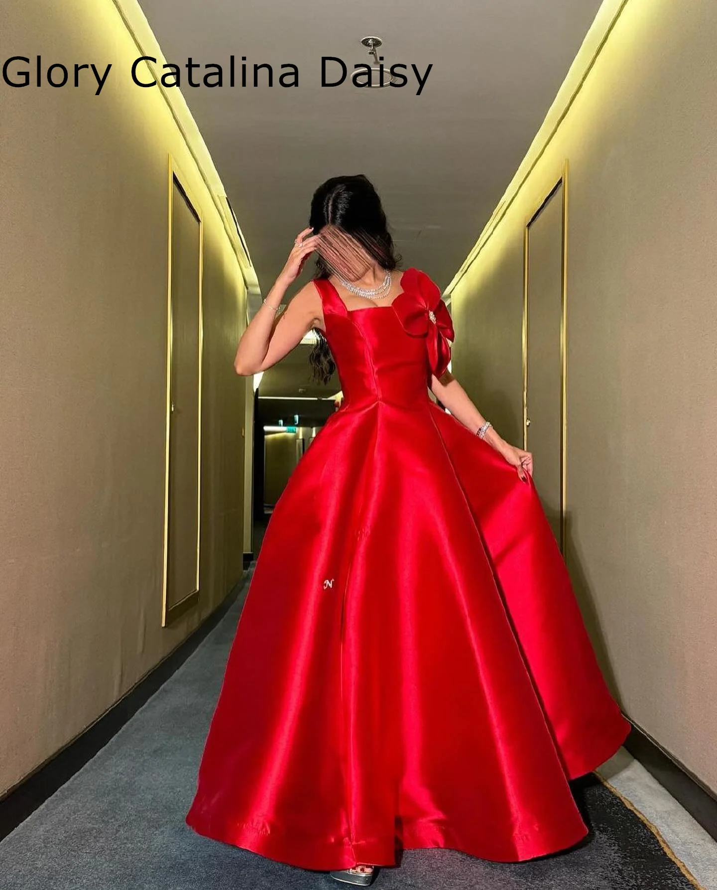 Red Flowers Prom Dresses Strap Style Applique A-Line Evening Dress Gala Zipper up Saudi Arabia Formal Occasion Party Dress 2024