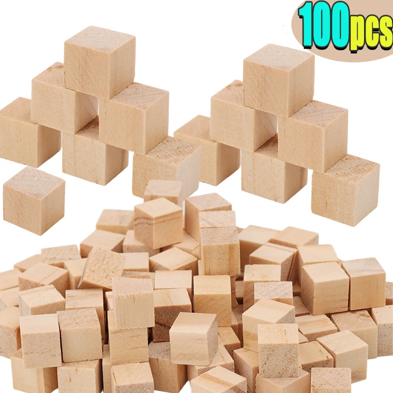 Modelo de bloco de madeira pequeno quadrado, conjunto de bloco de madeira artesanal diy de madeira maciça, quebra-cabeça de bebê infantil brinquedo decoração artes artesanais