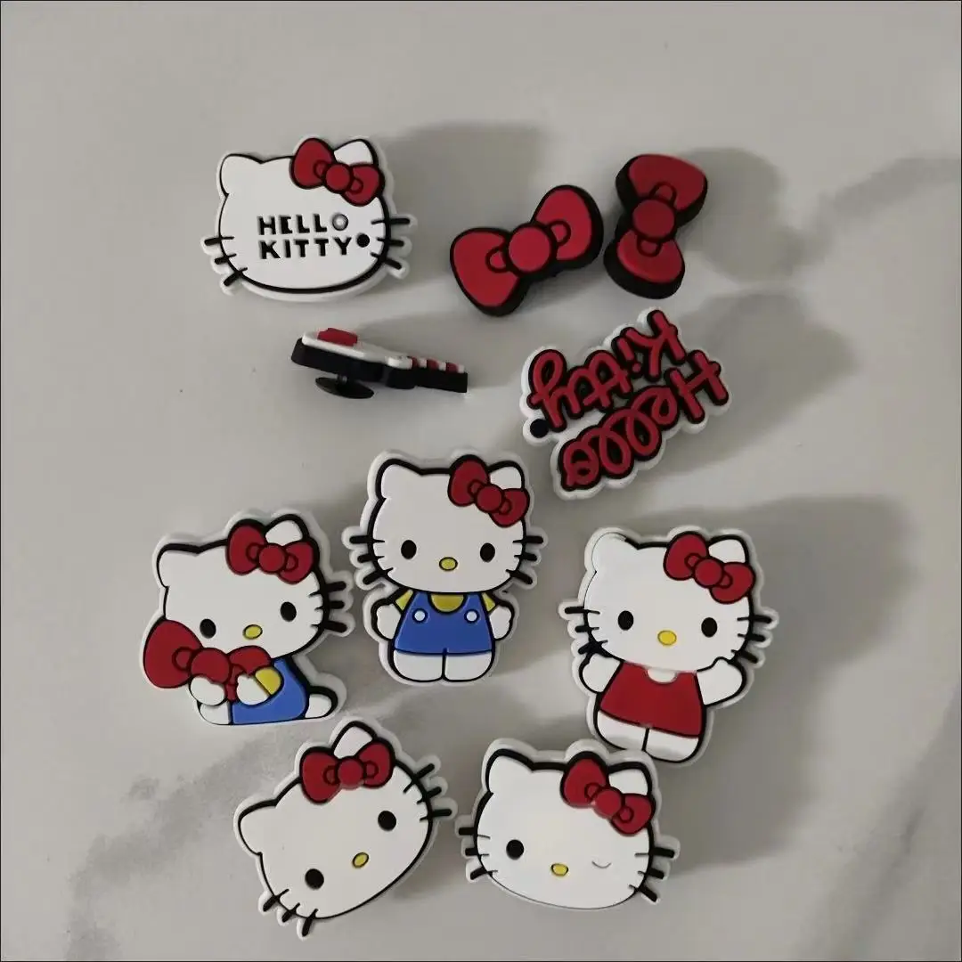 

Hello Kitty Set Cute KT Cat Cartoon Series DIY Shoe Charms Garden Accessories Buckle Fit Clogs Sandals Pin Decorate Gifts