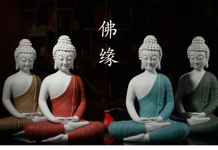 GOOD Wholesale Buddhist supplies # home family Bless Safe good luck Buddha -Southeast Asia Sitting Buddha porcelain art statue