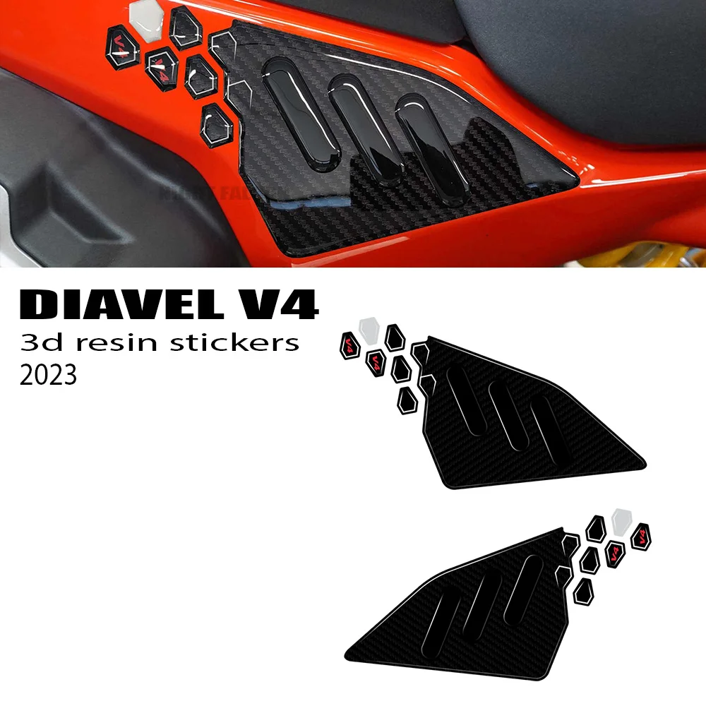 3D stickers For Ducati Diavel V4 2023- Motorcycle Accessories Side Area Protector 3D Epoxy Resin Sticker Kit