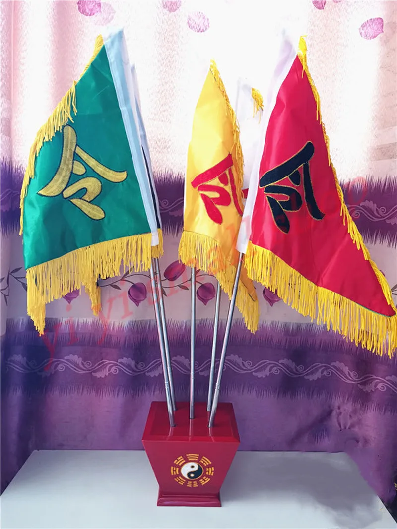 

5 шт., даосский Lingqi, тонкий столб, восемь диаграмм, база, четыре флага животных, пять цветов