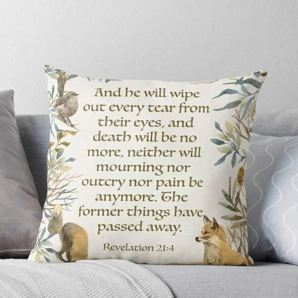 REVELATION 21:4 (Bird and Foxes) Throw Pillow Sofa Cover Cushion Child pillow cover luxury Luxury Pillow Cover