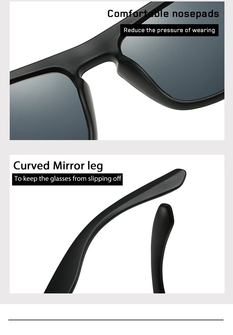 Polarisierte Herren Mode Eckige Sonnenbrille Klassische Marken-Designer-Sonnenbrille Angeln Camping Herren-Brillen – Detail 9