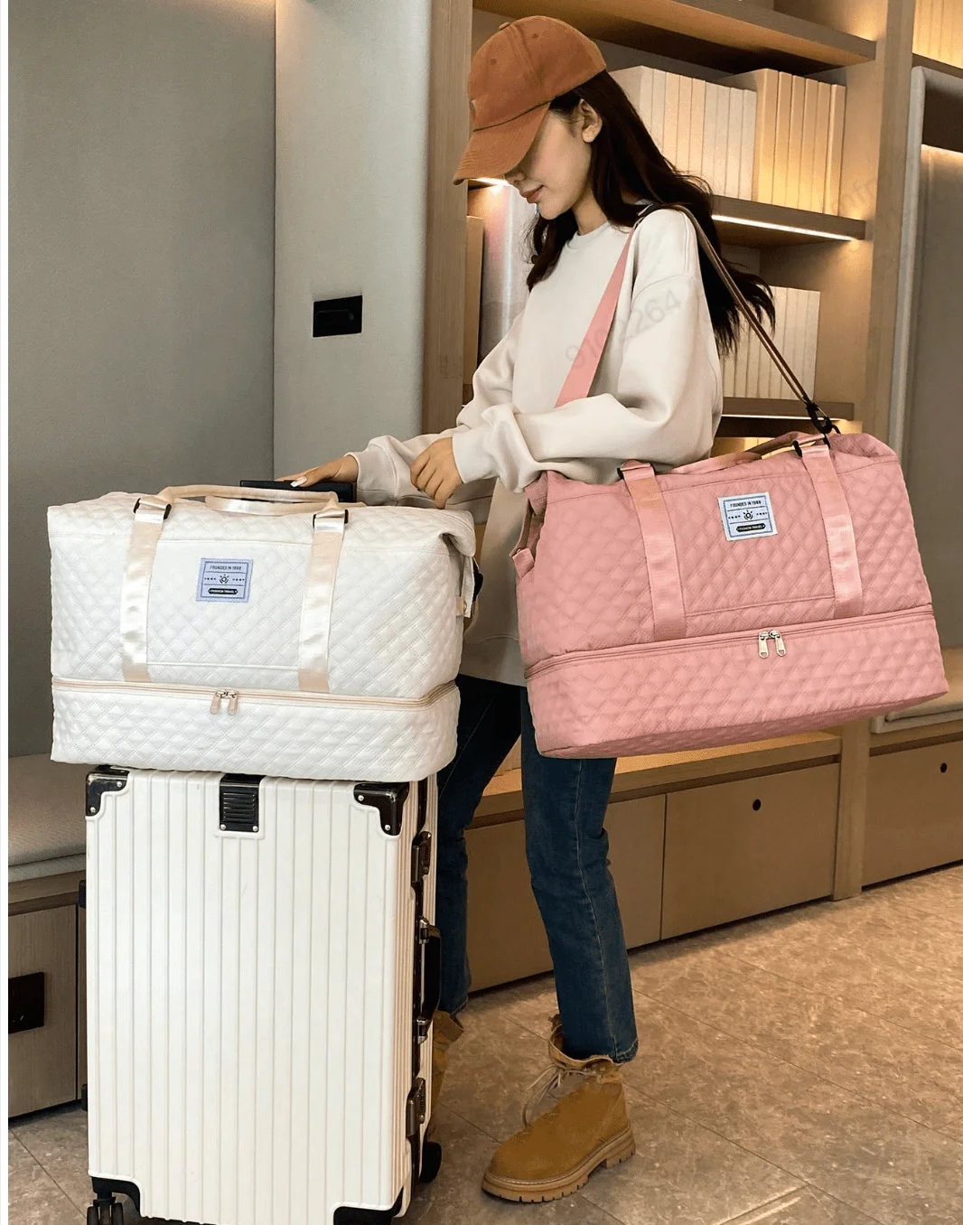 

Beige Expanded Luggage Storage Bag, Lightweight Foldable, Expanded, Carry On Travel Weekender & Overnight Bag, Weekend Bag Hospital Bag Travel Bag Handbag Handbags Hand Bag Gym Bag Luggage Bag Hand Bags For Holiday Outdoor For Business Vacation Back To Sc