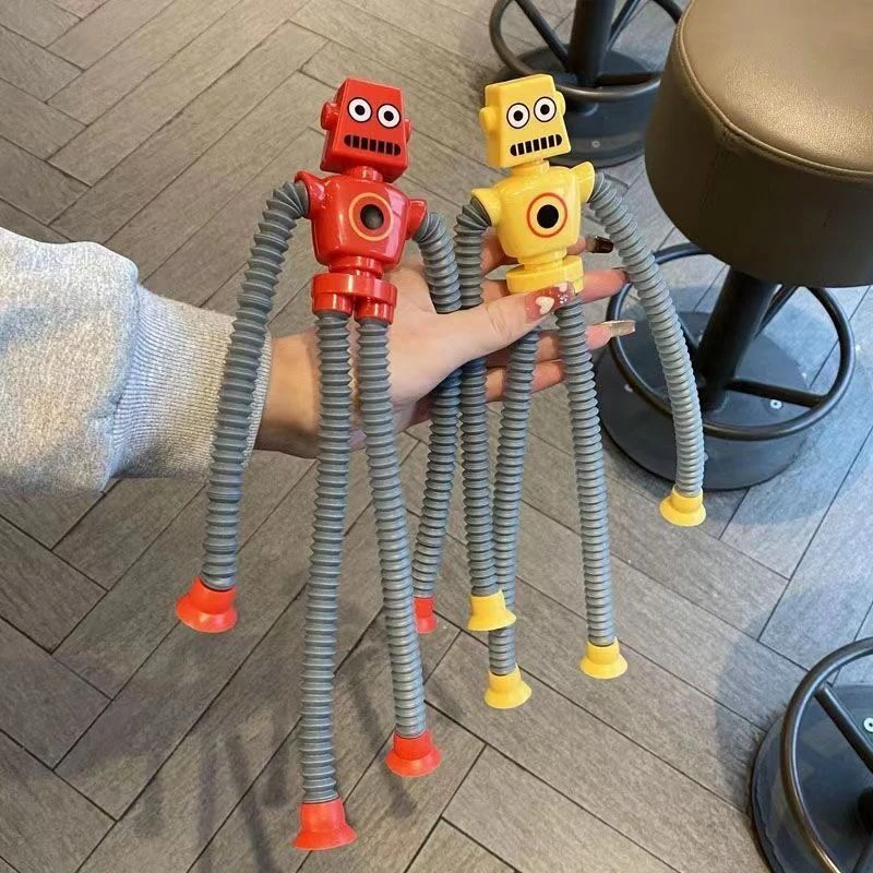 4Pcs Suction Cup Robot Funny Telescopic Stretch Fidget Toy Stress Relief Puzzle Animals Tricky Toy Family Jokes Child Kid Gift