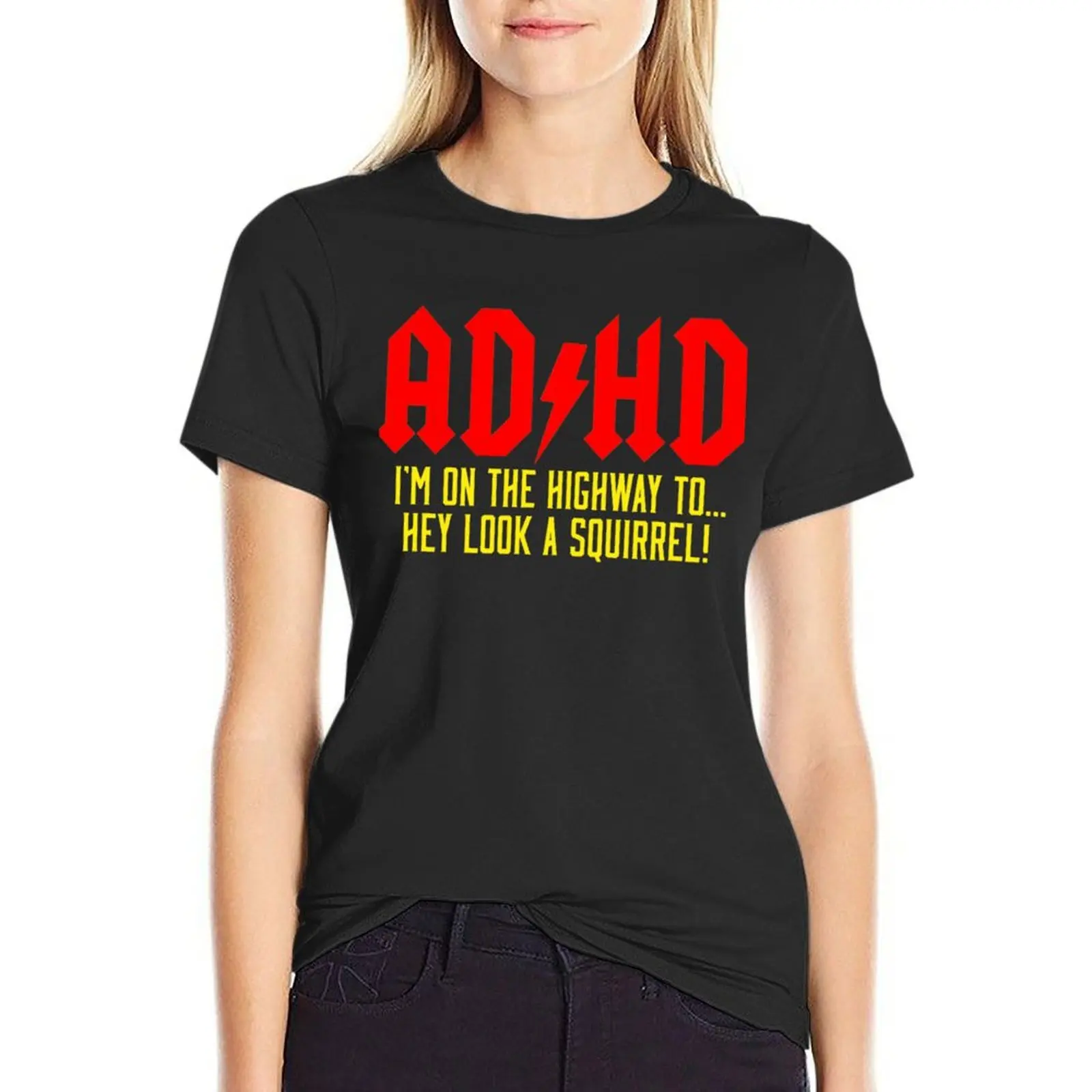 ADHD Highway To T-Shirt topy ciężkie koszulki treningowe dla kobiet o luźnym kroju