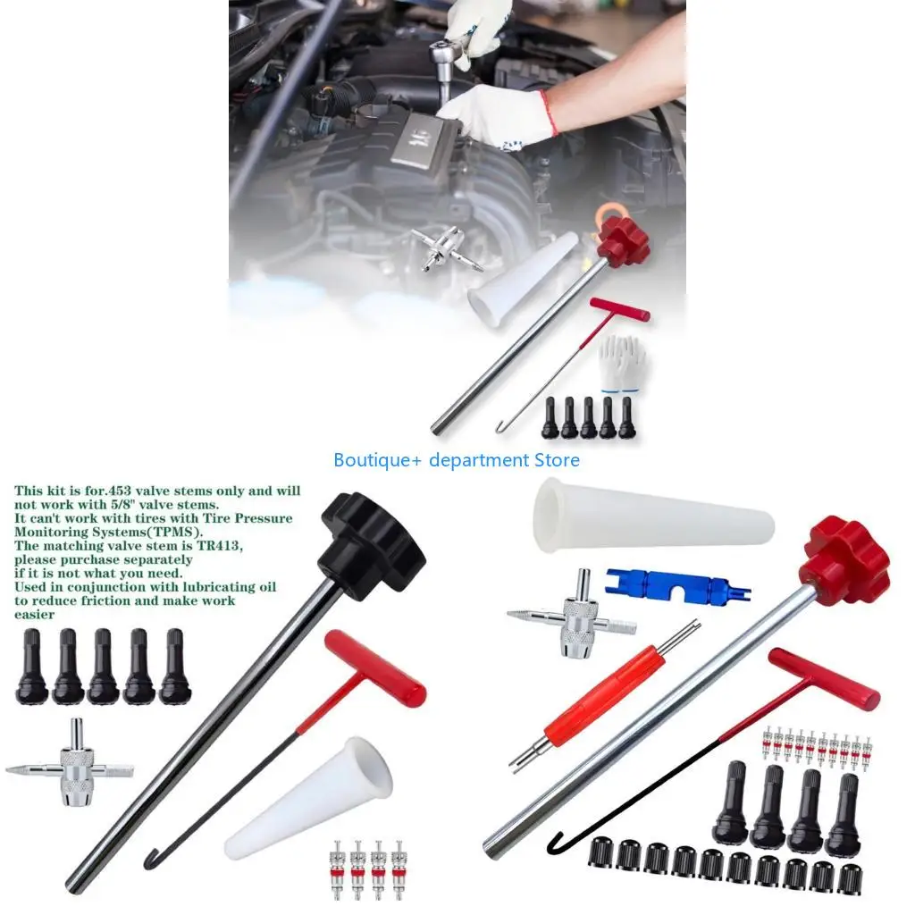 E1PD Flexible Stem Maintenance Set With 4 TR413 Stems 10 Protectors And Dedicated Items For Multiple Automobiles