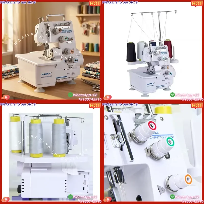 2026Hot JUKKY Hot Sale 4-434D Mini Household Electric Knitting Machine High Speed Triple Overlock Sewing Machine with