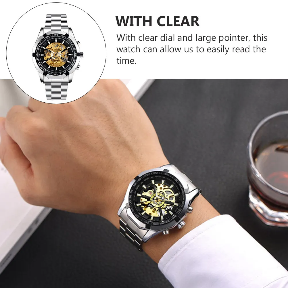 1Pcs Mechanical Watch Men Automatic Luminous Business Casual Stylish Wrist Watch Fashion Mechanical Timepiece