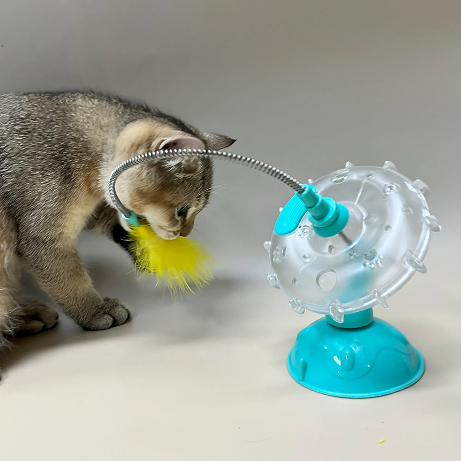 

Interactive Wheel Treat Leaking Toy with Feather for Small Cats Dogs Slow Leak Feeder Teasing Cat Dog Leaking Ball Pet Products