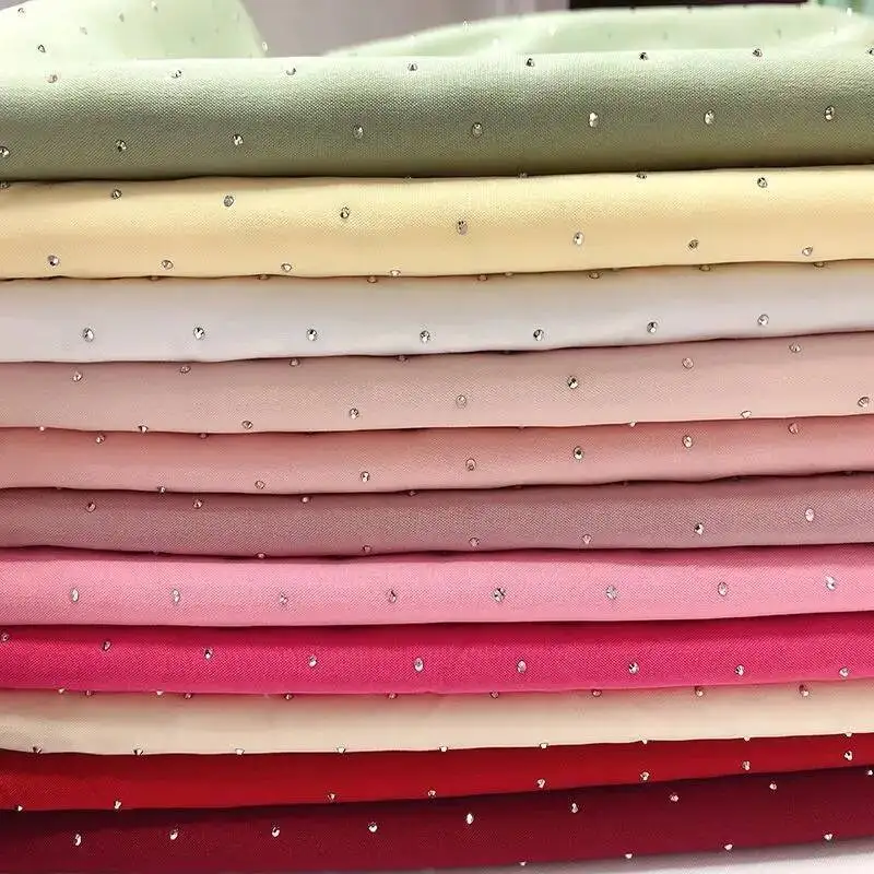 Clothing Fabrics High-grade Ironing Diamond Impermeable Microelastic Fabrics Glossy Decorative Fabrics Stage Wedding Design