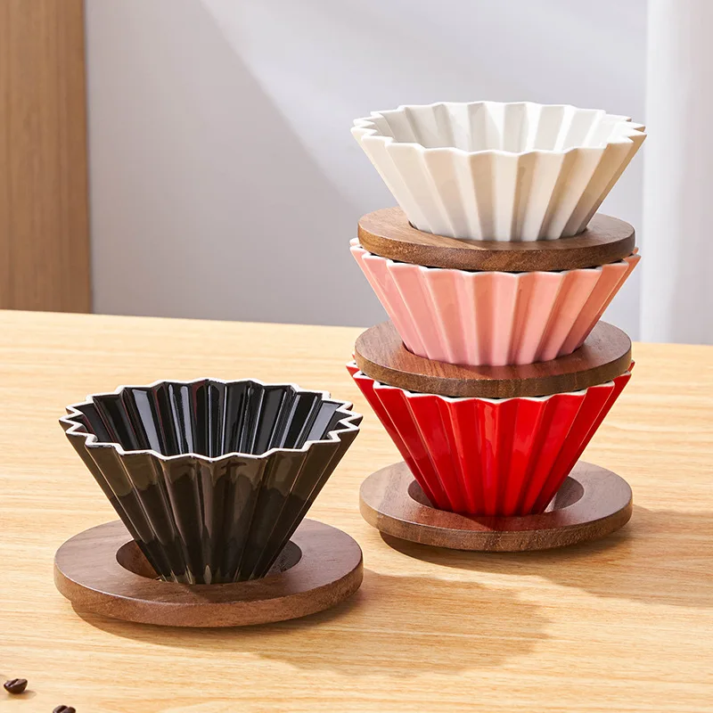Ceramic Origami Coffee Dripper Pour Over Filter Cup Hand Brewed Funnel Drip Coffee Maker Wave Dripper for Home Cafe Office Gift