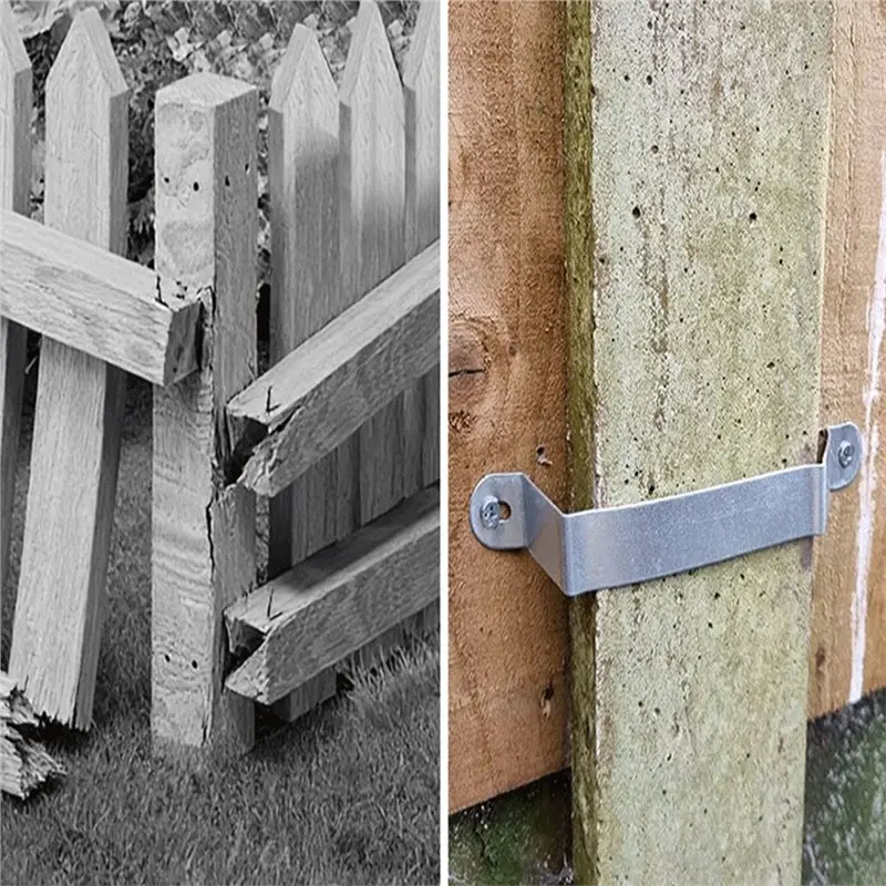 WCS-Fence Post Security Brackets Clip Stabilizer Repair Kit For Concrete& Wooden Fences Panels