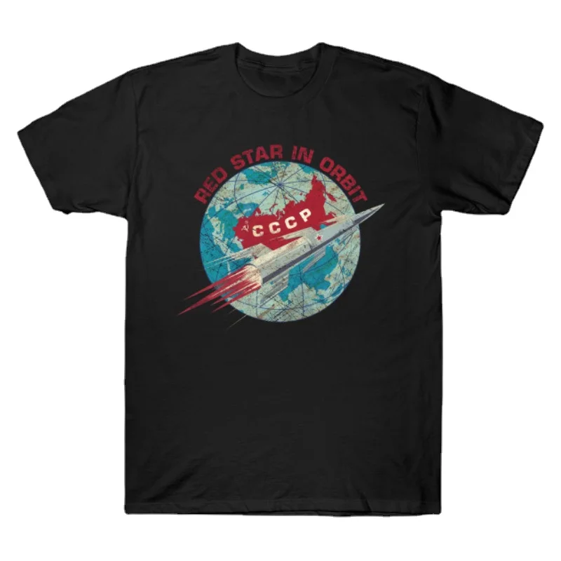 

Soviet Space Program Recro CCCP Red Star In Orbit T-Shirt 100% Cotton O-Neck Summer Short Sleeve Casual Mens T-shirt Size S-3XL