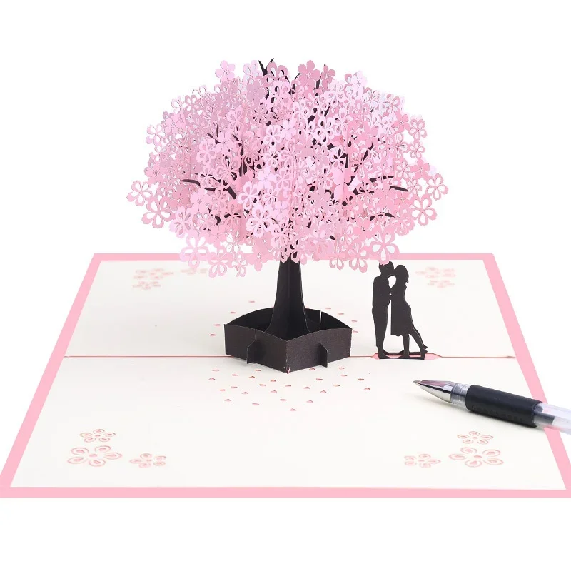 

Cherry Blossom 3D Pop Up Card Envelope Creative for Spring Celebration DIY Decoration Stereoscopic Multi Occasion