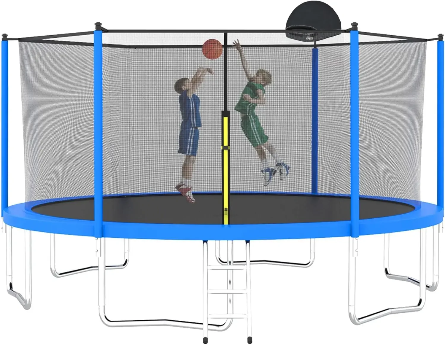 16FT 14FT 12FT Trampoline Set with Swing, Slide, Basketball Hoop,Sports Fitness Trampolines with Enclosure Net