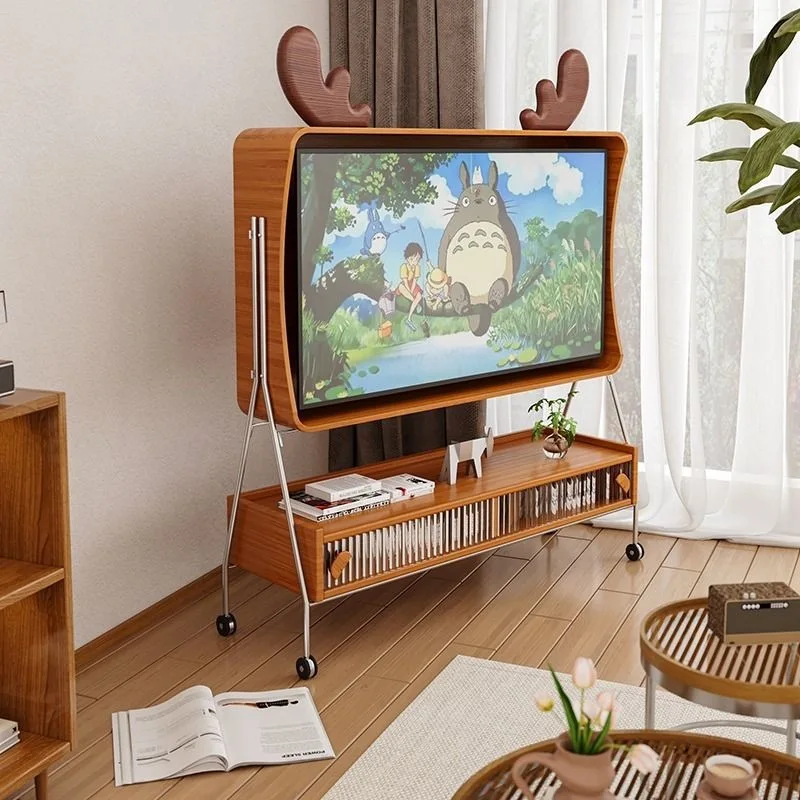 

Modern simple small apartment TV stand living room bedroom 55/65 inch retro floor removable high-foot TV cabinet