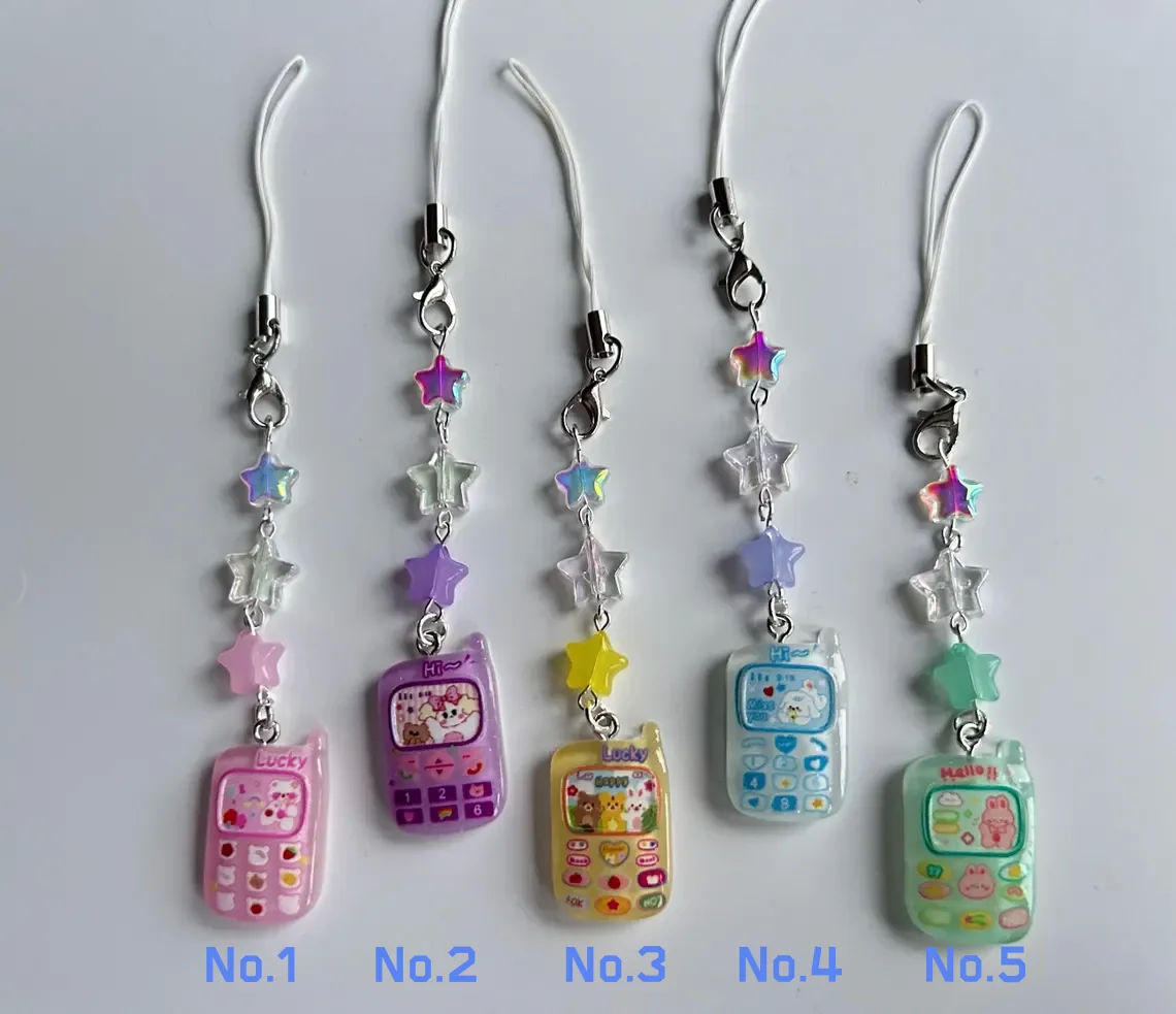 HANDMADE Cute retro Mobile Phone, Phone charms , beaded accessories, aesthetic, pastel phone charm, Y2k, cutecore, kidcore, Game