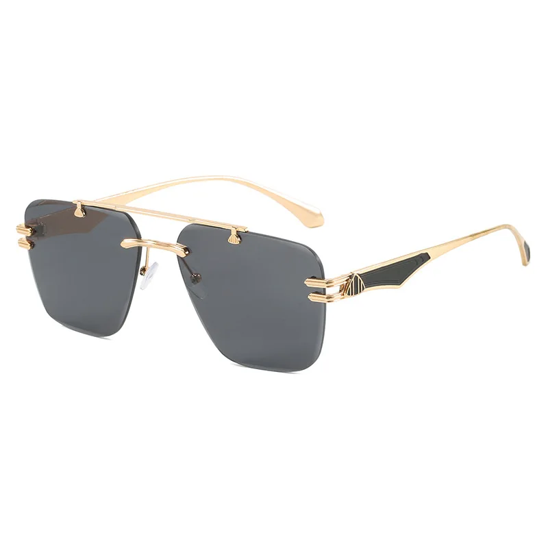 

New Metal Square Sunglasses Women Men 2024 Luxury Designer Vintage Sun Glasses for Male Retro Rimless Special Shades Eyewear