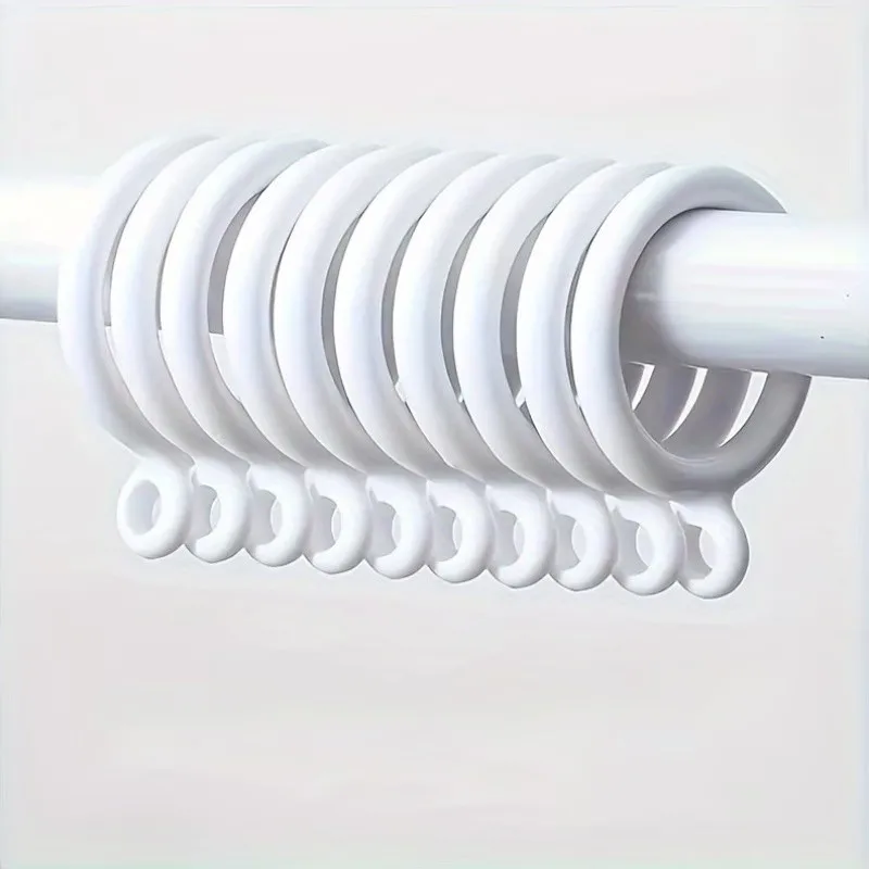 47mm Snap-On Shower Rings 21 pcs, Durable White Material, Easy Open Close Design, for Easy Curtain Changing