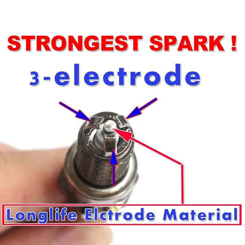 3Pcs Spark Plug A7tc, Triple Electrode For Gy6 50 Cc 70Cc 90 Cc 110Cc 125 Cc 150Cc & 3Pcs D8tc 3 Electrode Spark Plug, Racing Sp